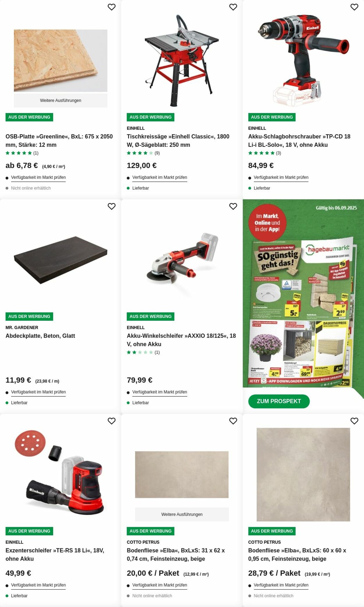Prospekt Hagebaumarkt 25.08.2025 - 03.09.2025