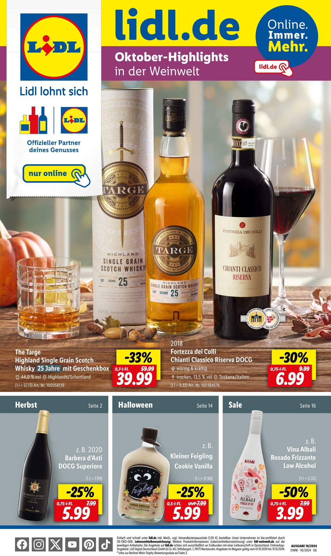 Prospekt Lidl - Highlights in der Weinwelt 1 Okt, 2024 - 31 Okt, 2024