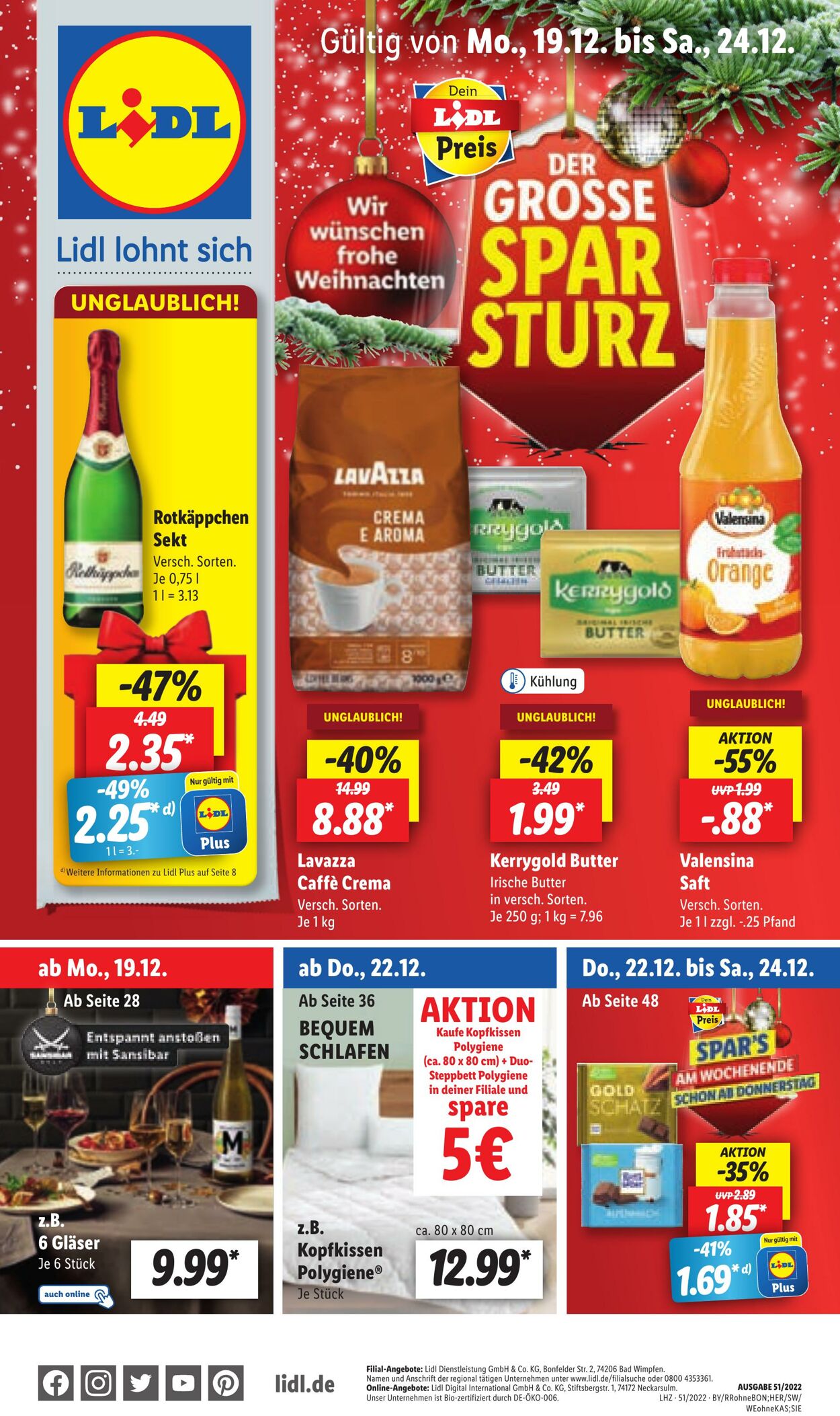 Prospekt Lidl 19.12.2022 - 24.12.2022