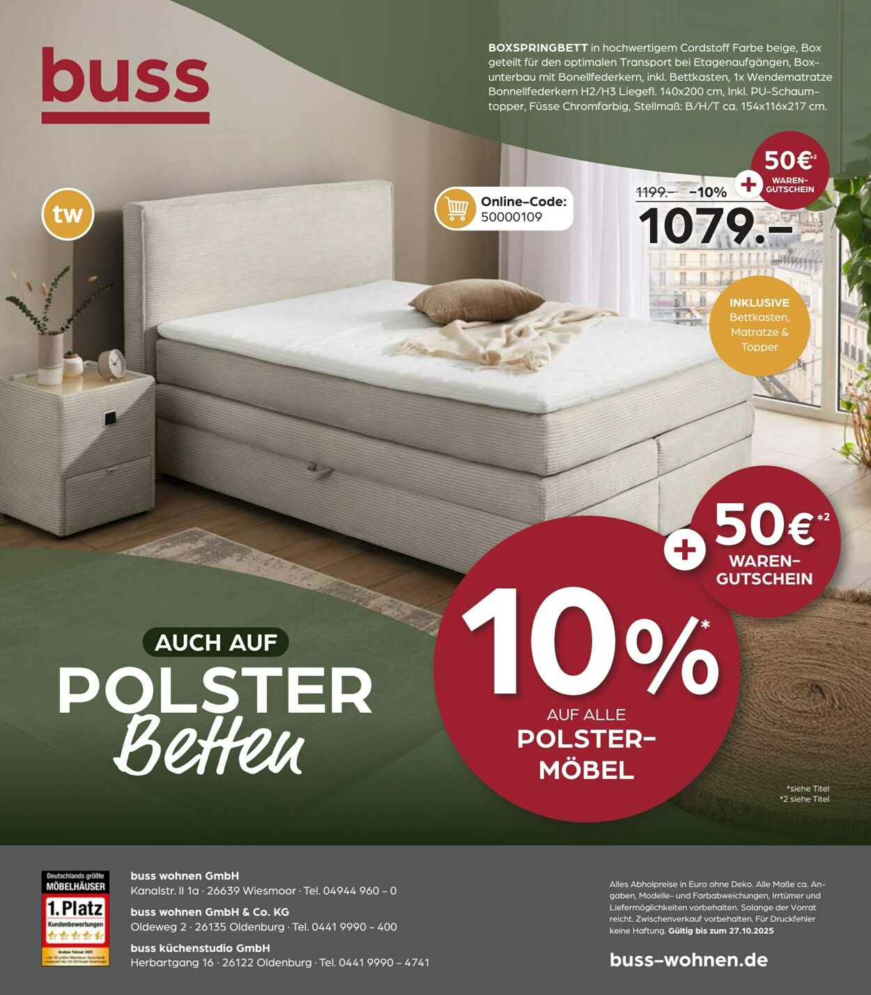 Prospekt Möbel Buss 10.10.2025 - 27.10.2025