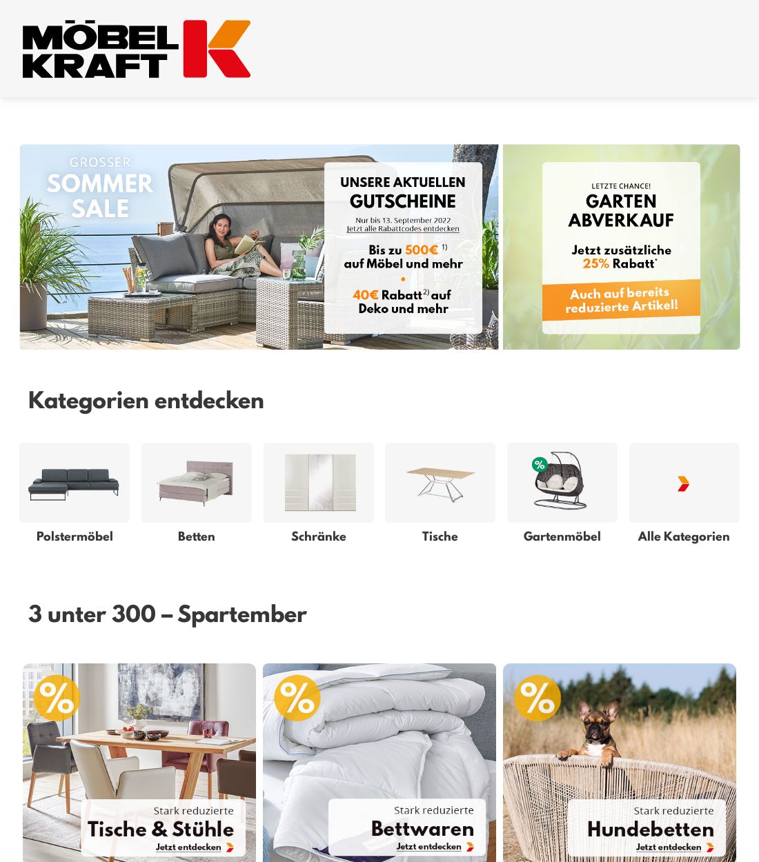 Prospekt Möbel Kraft 12.09.2022 - 21.09.2022