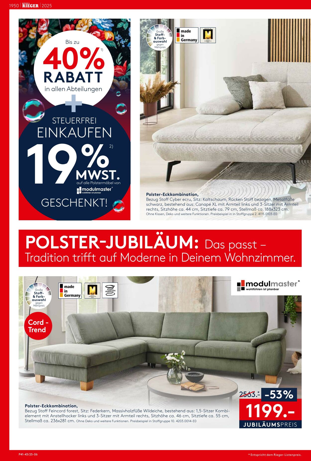 Prospekt Möbel Rieger 09.10.2025 - 23.10.2025