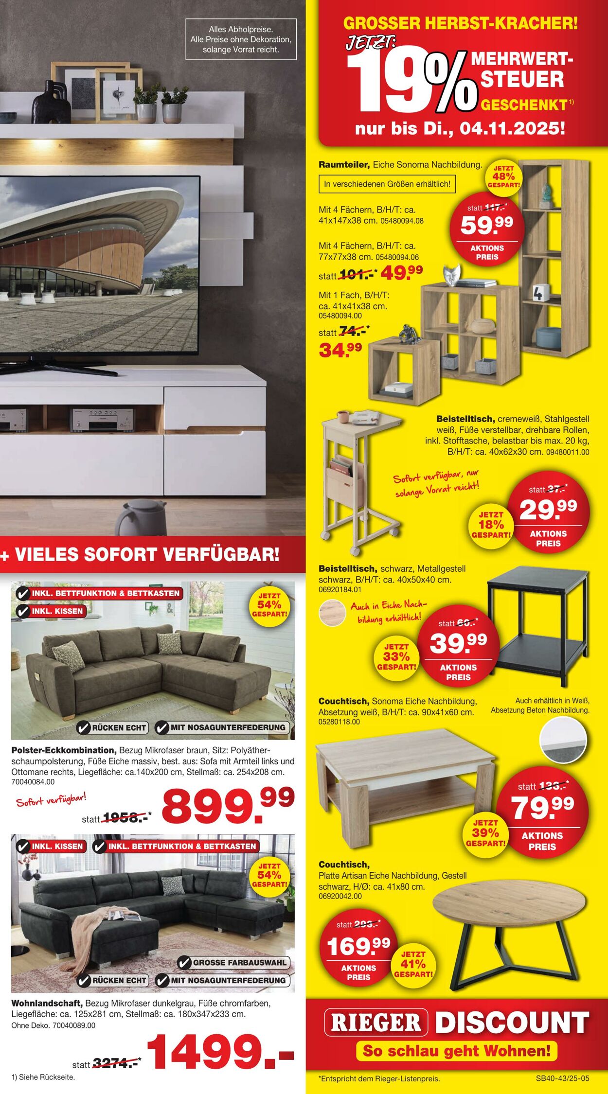 Prospekt Möbel Rieger 06.10.2025 - 20.10.2025