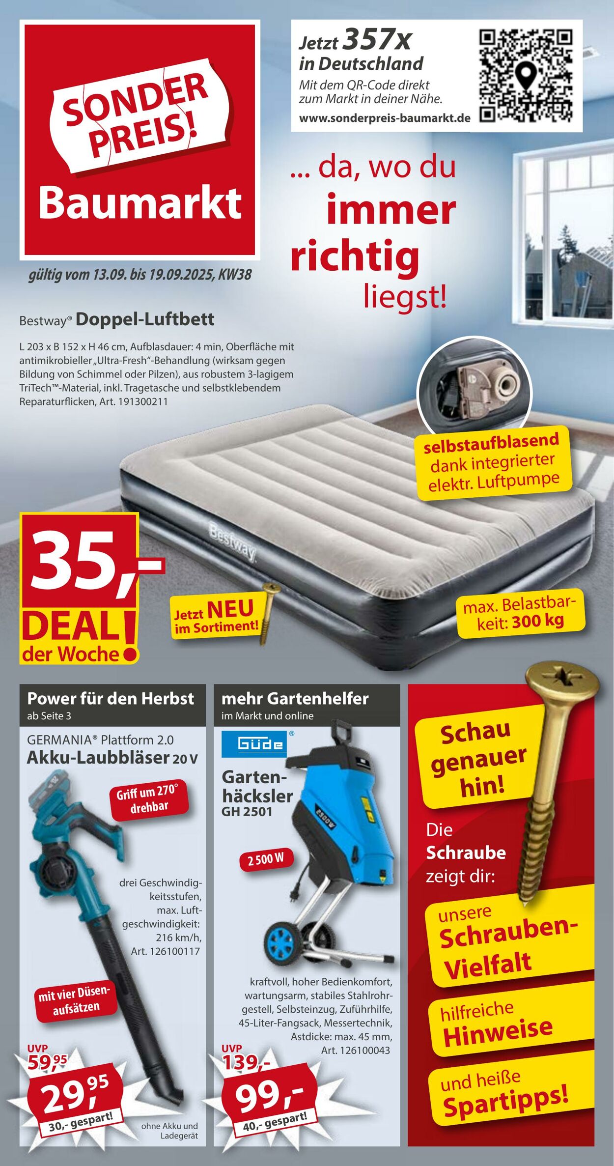 Prospekt Sonderpreis Baumarkt 06.09.2025 - 20.09.2025