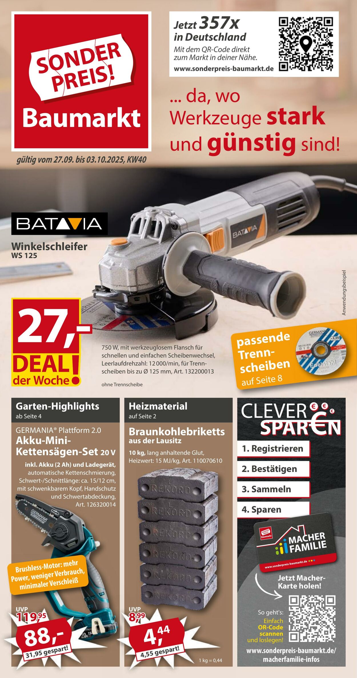 Prospekt Sonderpreis Baumarkt 20.09.2025 - 04.10.2025