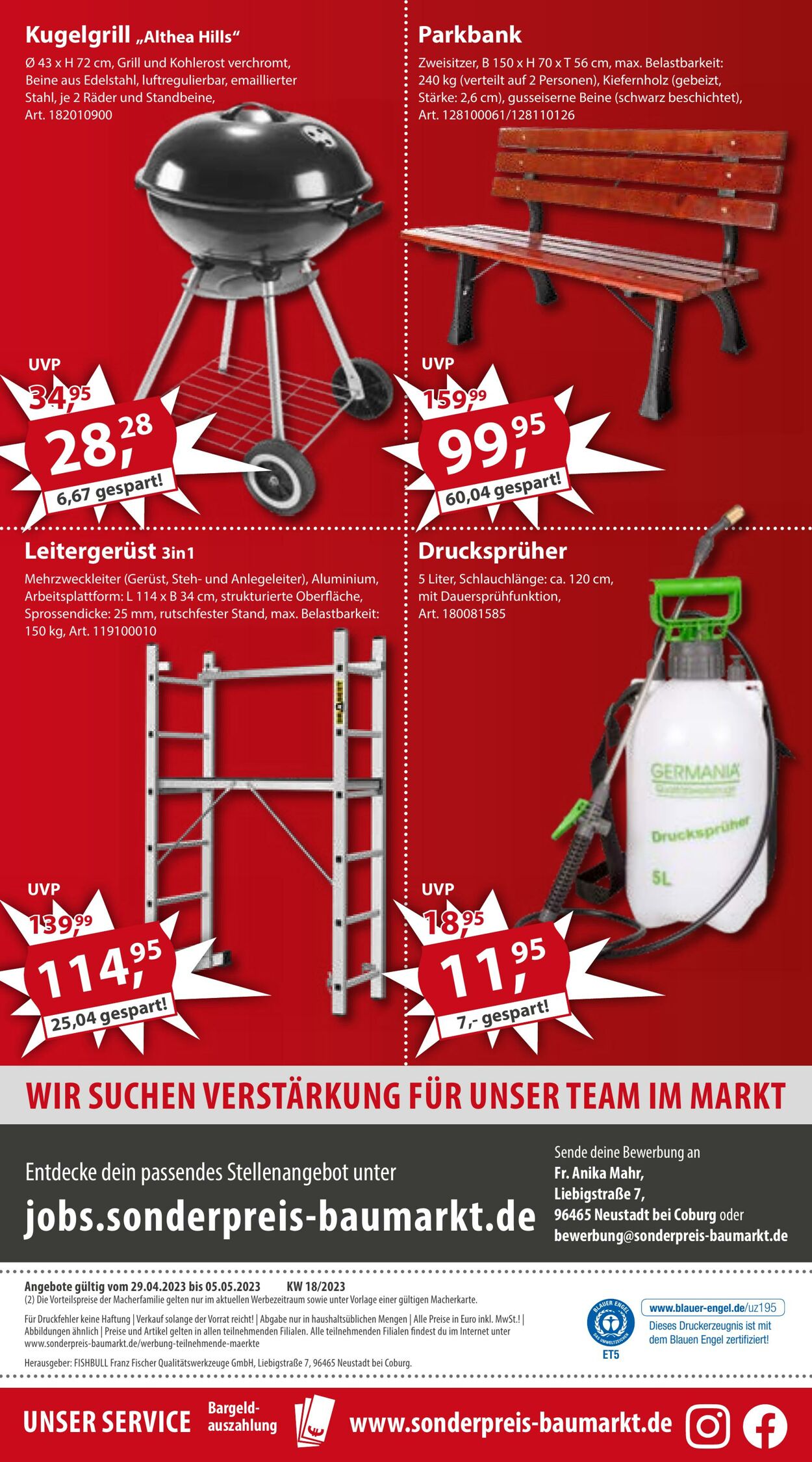 Prospekt Sonderpreis Baumarkt 29.04.2023 - 05.05.2023