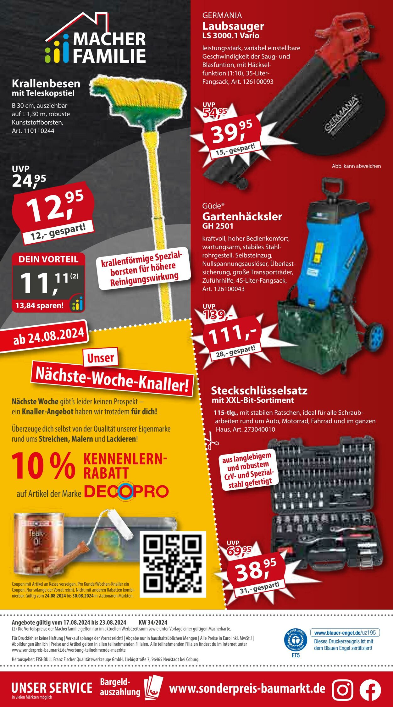 Prospekt Sonderpreis Baumarkt 17.08.2024 - 24.08.2024