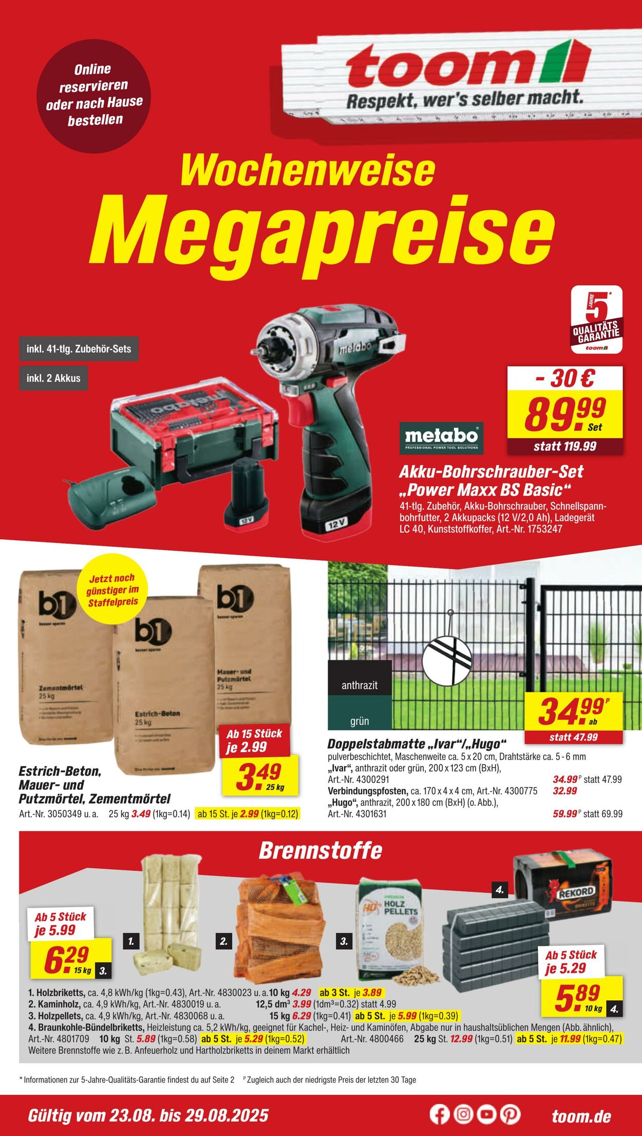 Prospekt Toom Baumarkt 25.08.2025 - 01.09.2025