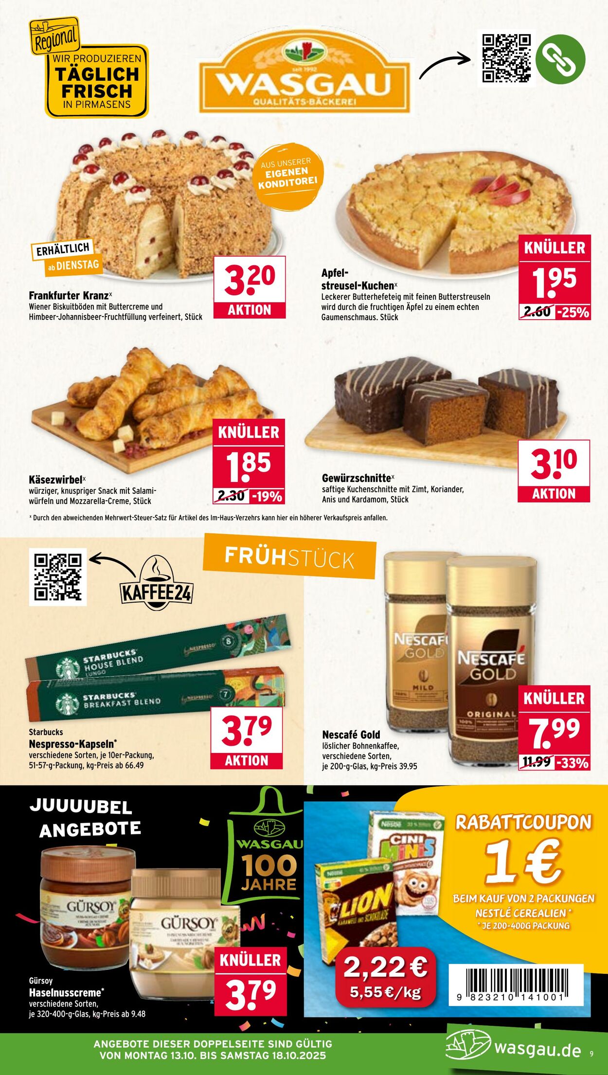 Prospekt Wasgau 13.10.2025 - 18.10.2025